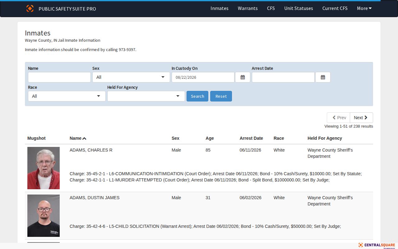 Wayne County Jail busted mugshot roster search form