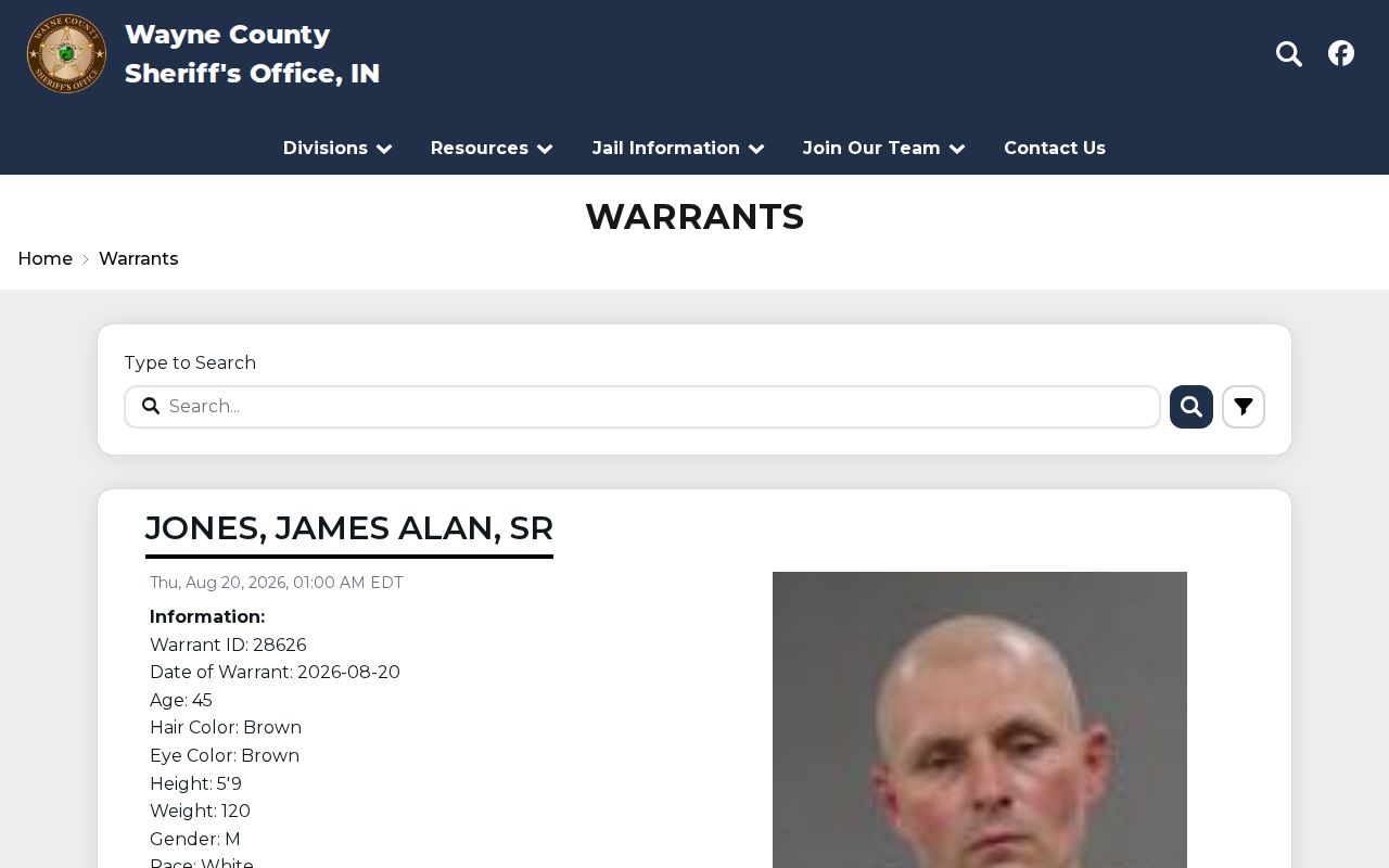 Wayne County Sheriff's Office official wanted warrant search record interface